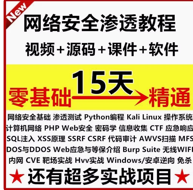  网络安全教程视频Web渗透测试/漏洞挖掘/CTF/免杀/逆向/内核/游戏
